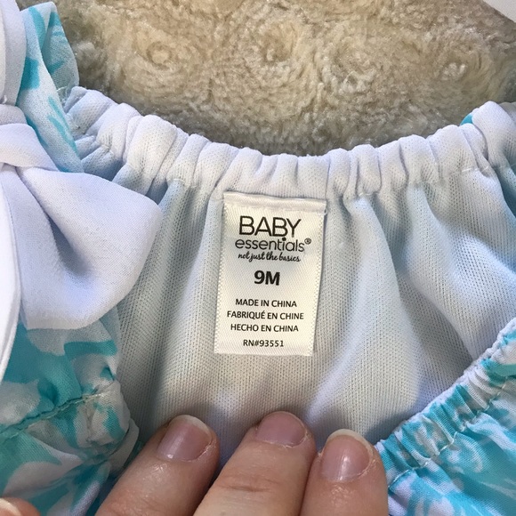 Baby Essentials Bubble Romper Blue White Floral - Picture 3 of 5